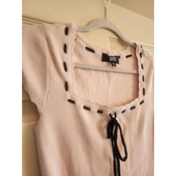 Madden NYC knit short sleeve ribbon detail dress pink size Medium - Picture 4 of 7